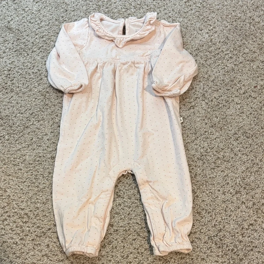 Baby Gap One Piece Cotton Ruffle Collar Dainty Polka Dot Romper Size 6-12 Mo